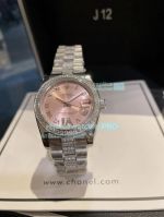 High Quality Replica Datejust Watch Pink Face Stainless Steel Band Diamonds Bezel 
